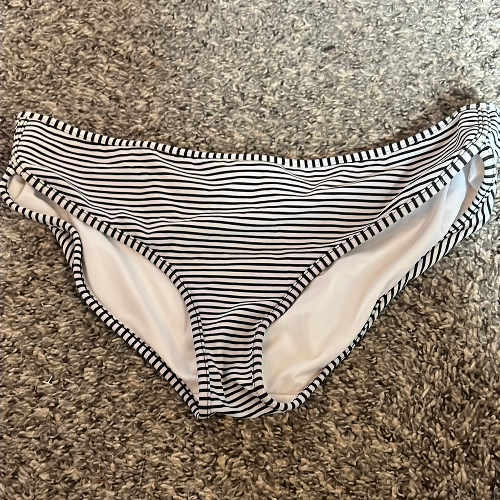 Striped Black and White Women's Swim Bottom